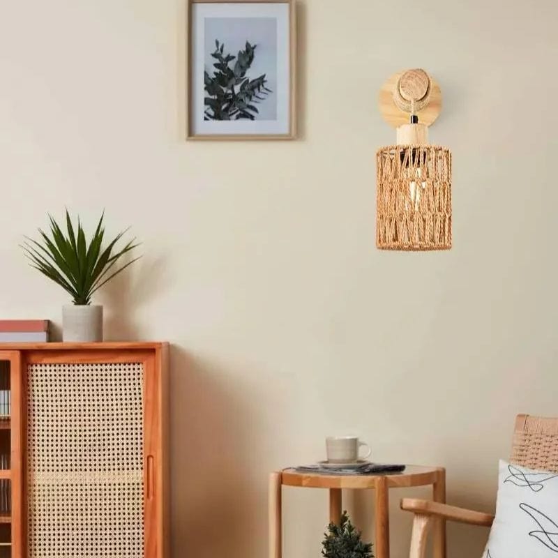 Applique Murale Bois Rotin – Illuminez Décor & Ambiance Unique