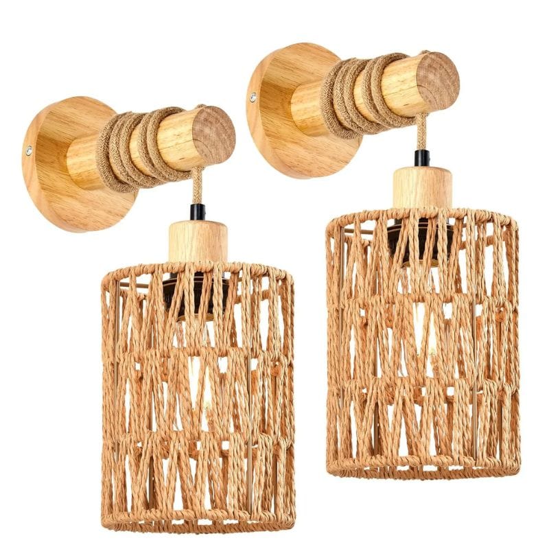 Applique Murale Bois Rotin – Illuminez Décor & Ambiance Unique