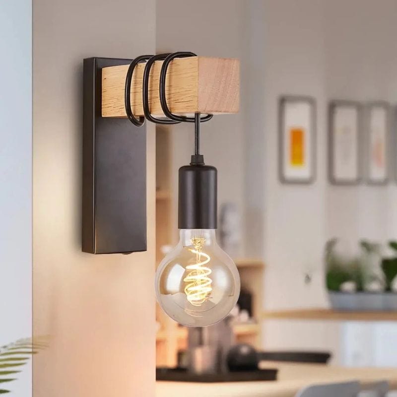 Applique Murale Noir et Bois – Sublimez Vos Murs avec Élégance Unique