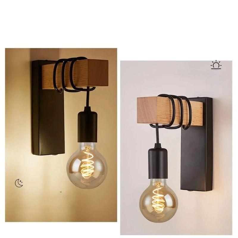 Applique Murale Noir et Bois – Sublimez Vos Murs avec Élégance Unique