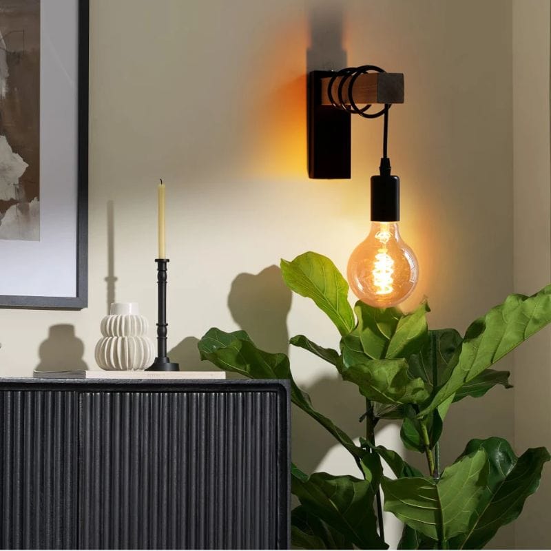 Applique Murale Noir et Bois – Sublimez Vos Murs avec Élégance Unique