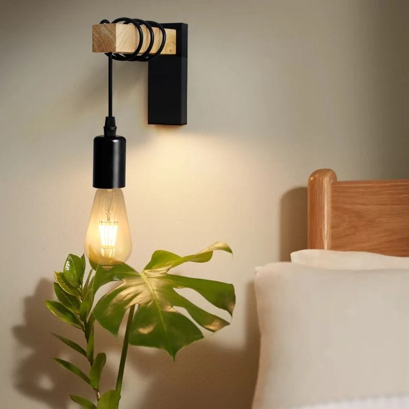 Applique Murale Noir et Bois – Sublimez Vos Murs avec Élégance Unique
