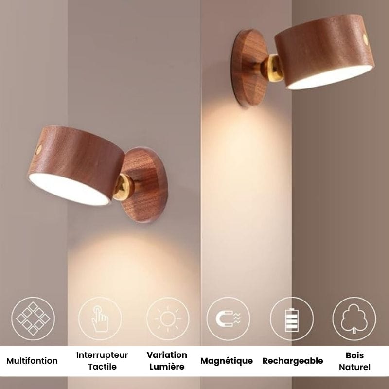 Applique Murale Sans Fil Bois – Illuminez Votre Espace avec Élégance